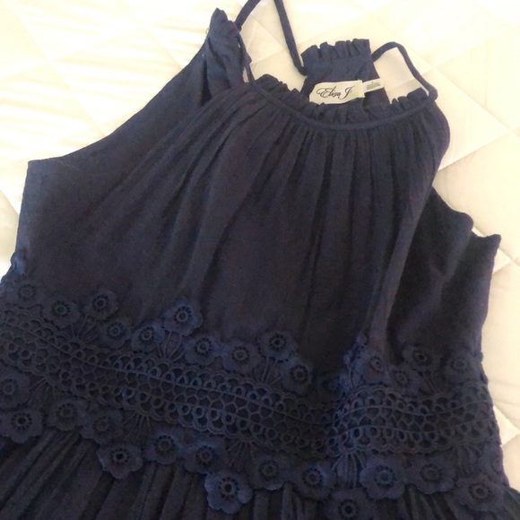 Eliza j navy midi dress. Tie at neck - Picture 2 of 3